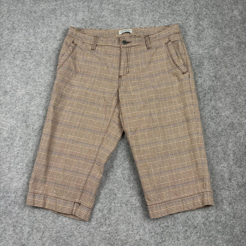 Banana Republic Bermuda Shorts Women 10 Plaid Brown Glen Check Career Preppy